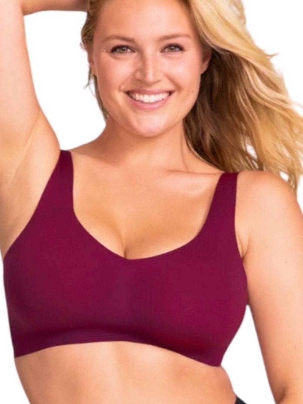 Honeylove vneck Comfort Bra - Fig Burgundy Large